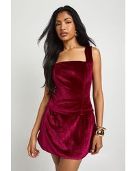 Boohoo - Velvet Corset Top - Lyst