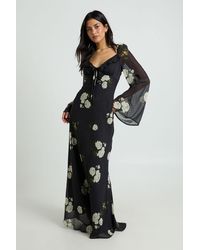 Boohoo - Floral Chiffon Ruffle Maxi Dress - Lyst