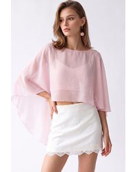 MixRay - Loose Chiffon Crew Neck Blouse - Lyst