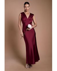 Oasis - Satin Open Back Detail Maxi Bridesmaid Dress - Lyst