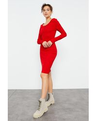 TOMMY LIFE - Bodycon Midi Dress With Crew Neck - Lyst
