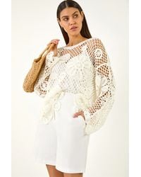 Roman - Floral Open Crochet Knit Tunic - Lyst
