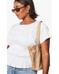 Boohoo - Plus Cotton Shirred Off The Shoulder Top - Lyst