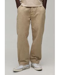 BoohooMAN - Skate Fit Half & Waistband Washed Twill Trousers - Lyst