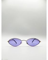 SVNX - Metal Oval Frame Sunglasses With Lilac Lenses - Lyst