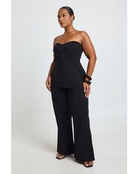 Boohoo - Bengaline Corset Detail Bandeau Top And Flared Leg Trouser Co Ord - Lyst