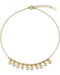 The Jewellery Stockroom - Cz Gem Charm Adjustable Anklet Plate Plated - Lyst