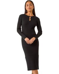 Roman - Petite Knitted Pearl Detail Midi Dress - Lyst