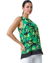 Roman - Floral Print Double Layer Vest Top - Lyst