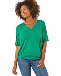 Roman - V-Neck Grown On Sleeve Stretch Top - Lyst