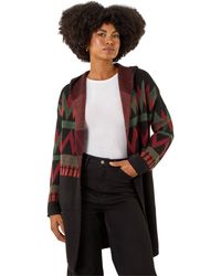 Roman - Nordic Pattern Hooded Knit Cardigan - Lyst