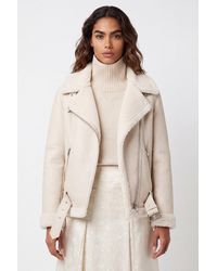 Elle - Jolie Faux-Shearling Biker Jacket - Lyst