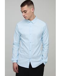 BoohooMAN - Muscle Fit Long Sleeve Shirt - Lyst