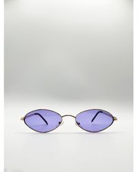 SVNX - Metal Oval Frame Sunglasses With Lilac Lenses - Lyst