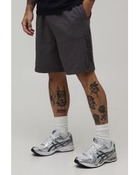 BoohooMAN - Regular Fit Slogan Washed Loopback Jersey Short - Lyst