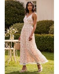 Roman - Ditsy Floral Print V-Neck Maxi Dress - Lyst