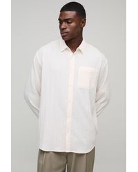 BoohooMAN - Oversized Textured Pleated Shirt - Lyst