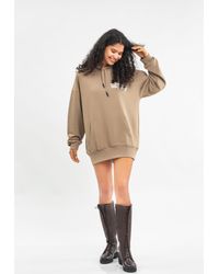 Tom Barron - Oversized Jurk Met Capuchon En Logo Op De Rug - Lyst