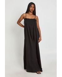 Boohoo - Shirred Detail Maxi Smock Dress - Lyst