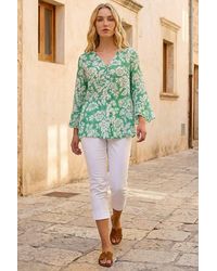 Roman - Floral Print Flare Sleeve Blouse - Lyst