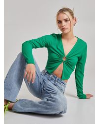 Pink Vanilla - Long Sleeve Cut Out Ribbed Top - Lyst