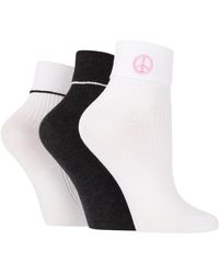 Wildfeet - 3 Pack Ladies Fashion Turnover Top Rib Lounge Socks - Lyst