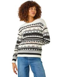 Roman - Contrast Pointelle Knit Jumper - Lyst