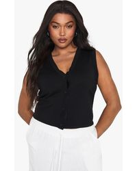 Boohoo - Plus Lightweight Button Through Waistcoat - Lyst