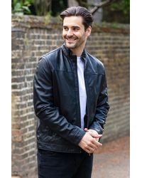 Ashwood Leather - 'Strada Nera' Real Mandarin Collar Zip-Up Casual Jacket - Lyst
