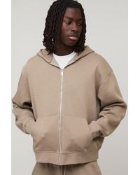 BoohooMAN - Basic Oversized Boxy Zip Through Hoodie - Lyst