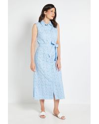 Wallis - Broderie Maxi Shirt Dress - Lyst