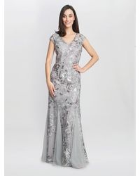 Gina Bacconi - Caitlin Sleeveless Maxi Fit And Flare Sequin Gown - Lyst