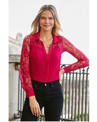 Sosandar - Hot Luxe Lace Shirt Nylon - Lyst