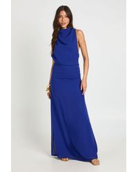 Boohoo - Chiffon High Cowl Neck Open Back Maxi Dress - Lyst