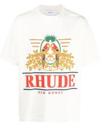 Rhude - Parkiet New Money Bedrukt T-shirt In Wit - Lyst