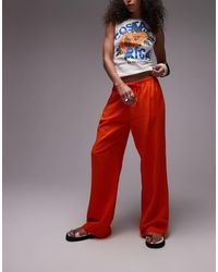 TOPSHOP - Linen Straight Leg Trouser - Lyst
