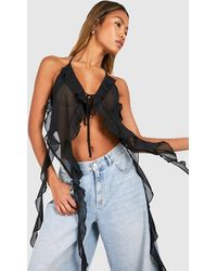 Boohoo - Chiffon Ruffle Cami Top - Lyst