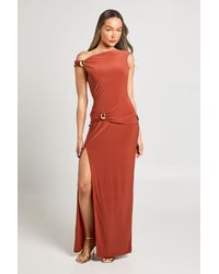 Boohoo - Slinky Trim Detail Asym Neck Maxi Dress - Lyst