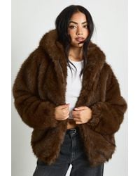Boohoo - Premium Faux Fur Hooded Jacket - Lyst