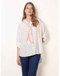 Blue Vanilla - Scarf Viscose Crinkle Shirt - Lyst