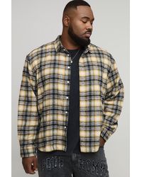BoohooMAN - Plus Oversized Fit Brushed Checked Shirt - Lyst