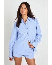 Boohoo - Stripe Tie Cuff Shirt & Short Co-Ord - Lyst