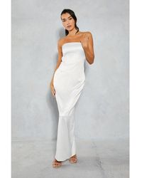 MissPap - Satin Bandeau Pocket Detail Maxi Dress - Lyst