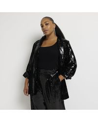 River Island - Blazer Plus Oversized Sequin - Lyst