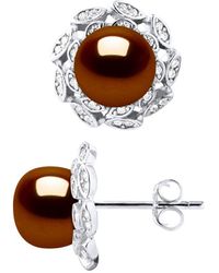 Diadema - Stud Oorbellen Flower Beads Freshwater 89mm Knopen Van De Chocolade Jewelry 925 - Lyst