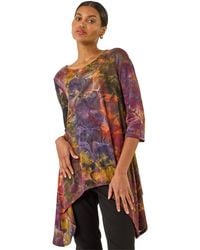 Roman - Textured Print Hanky Hem Top - Lyst