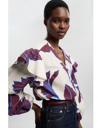 Karen Millen - Graphic Cotton Sateen Woven Shirt Viscose - Lyst