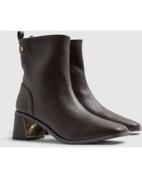 River Island - Sock Boots Block Heel Stretch Pu - Lyst