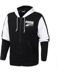 PUMA - Long Sleeve Zip Up Hooded Track Jacket 582733 01 Cotton - Lyst