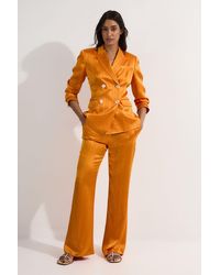 Karen Millen - Premium Satin Pinstripe Tailored Straight Leg Trouser - Lyst
